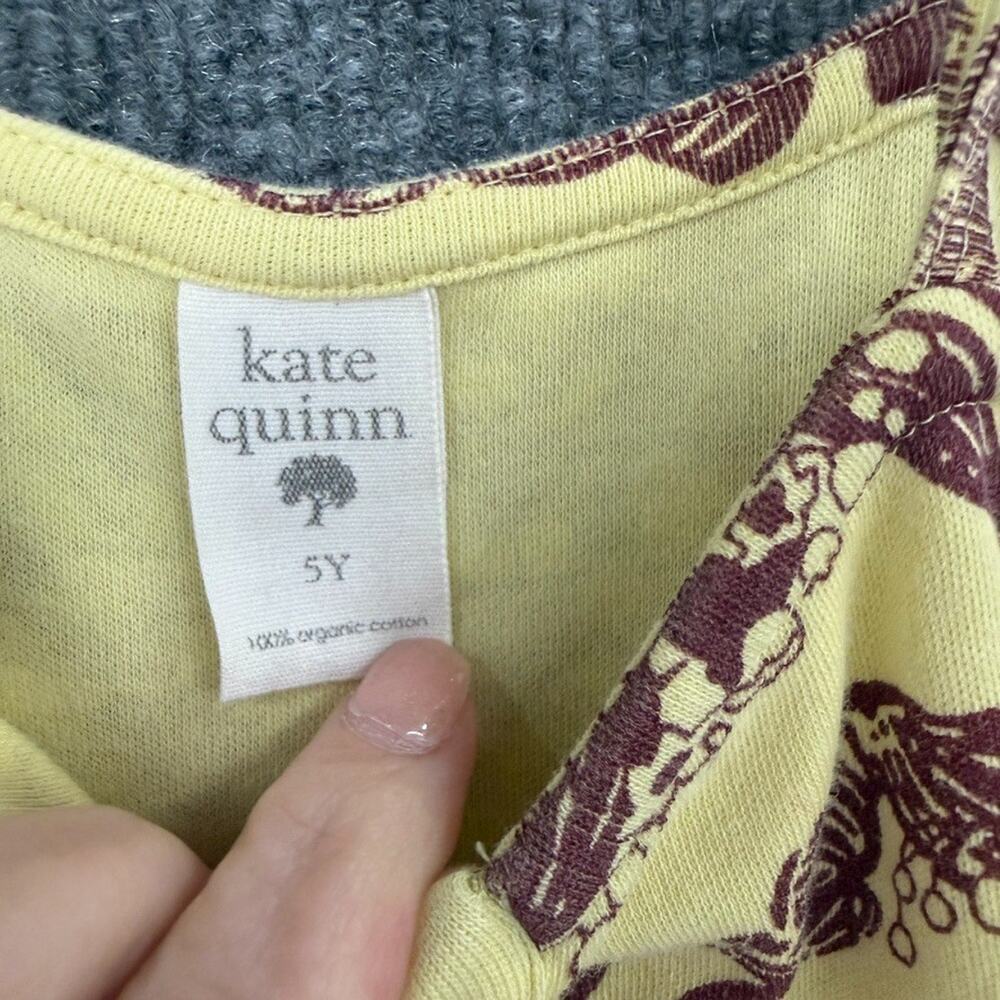 Kate Quinn Girls Sun Dress Size 5 Chili Wisteria Vine Tie Shoulders Button Front - Picture 4 of 10
